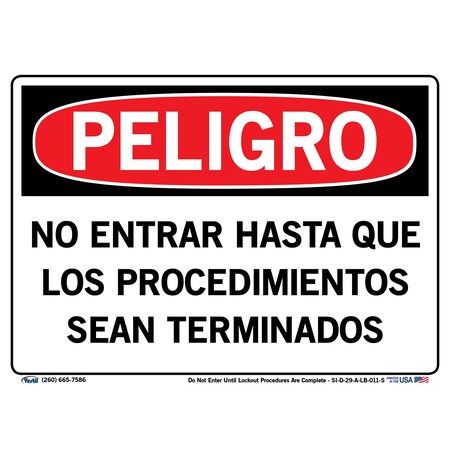 Vestil Vinyl Label Sign, 7-1/2" Height, 10-1/2" Width, Vinyl Label, Rectangle, Spanish SI-D-29-A-LB-011-S